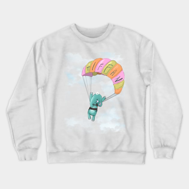 Elephant Tiffan & parachute Crewneck Sweatshirt by Elephant Tiffan 